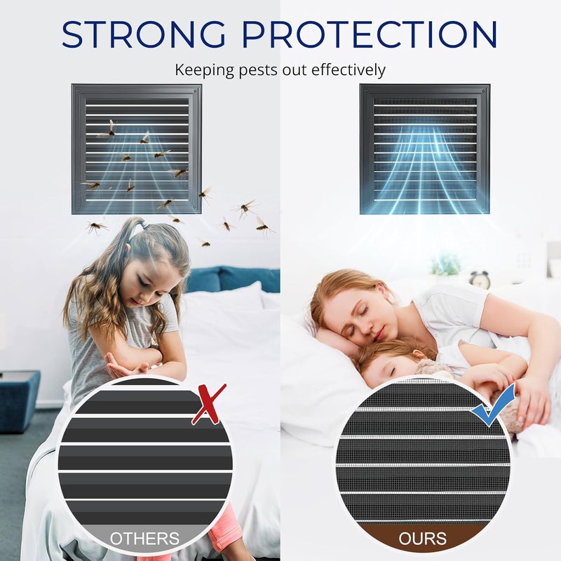 ZMLM 12" X 12" Gable Vent Aluminum Gable Vents for Houses Attic Vent Shed Vents Cover Exterior with Screen Mesh Alloy Wall Vent Ventilation for Home Garage Attic Ceiling - Vent Opening: 10" x 10" Black - Image 5